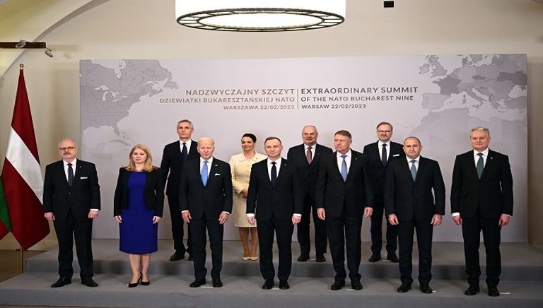 جانب من اجتماع بايدن مع زعماء مجموعة بوخارست - أ ف ب