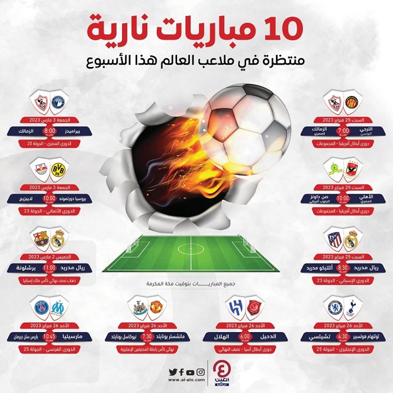 مباريات الأسبوع كلاسيكو ريال مدريد وبرشلونة