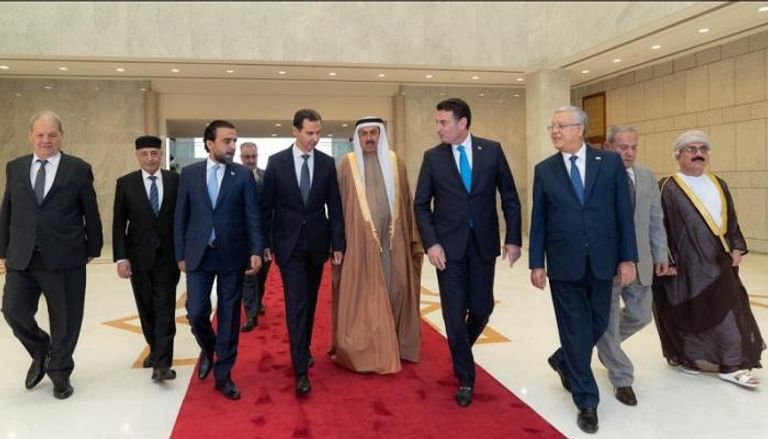 بشار الأسد مستقبلا رؤساء برلمانات عربية