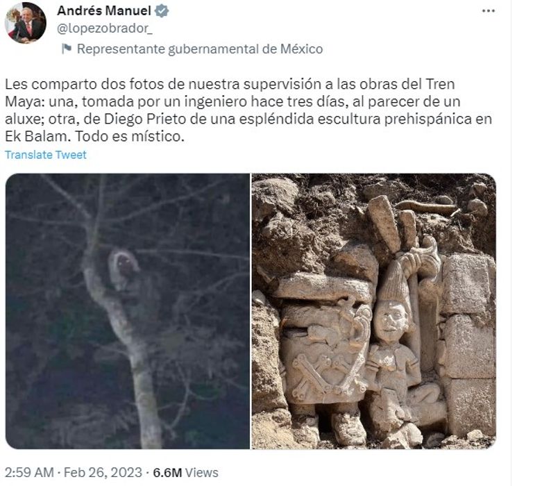 الرئيس المكسيكي وصورة للكائن الغريب