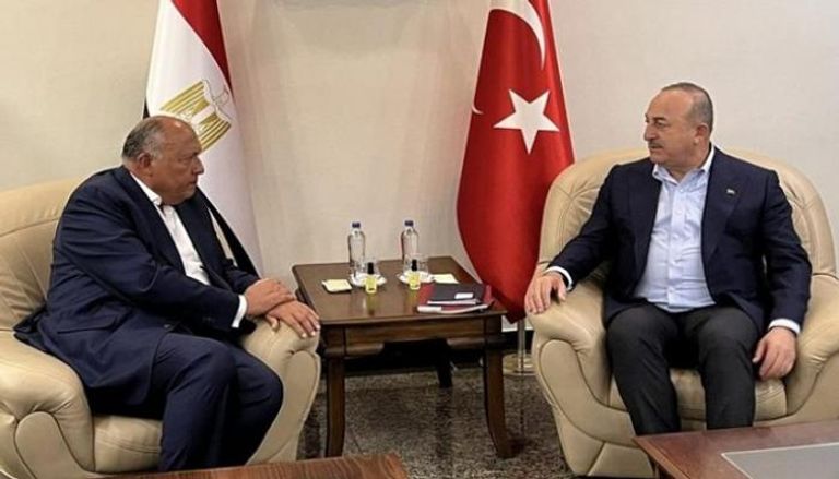 وزيرا خارجية تركيا ومصر خلال لقائهما