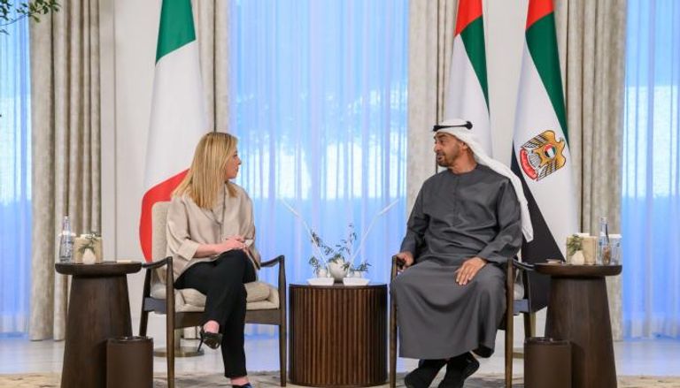 الشيخ محمد بن زايد آل نهيان رئيس دولة الإمارات يستقبل رئيسة وزراء إيطاليا
