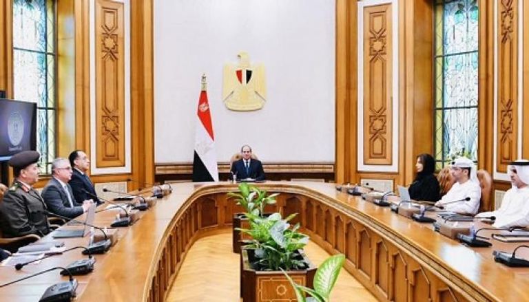 جانب من لقاء الرئيس المصري مع الرئيس التنفيذي لموانئ أبوظبى