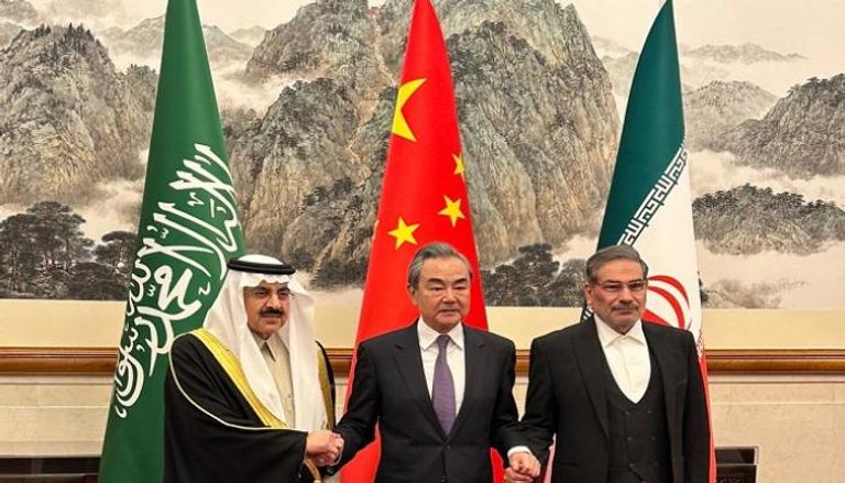 جانب من توقيع اتفاق استئناف العلاقات السعودية الإيرانية برعاية صينية