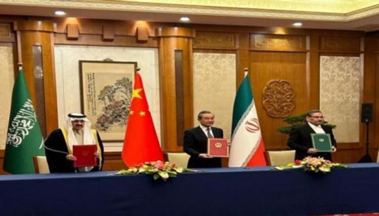 جانب من إبرام الاتفاق السعودي الإيراني في الصين