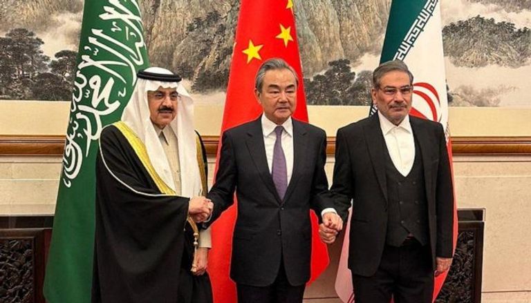 جانب من توقيع اتفاق عودة العلاقات الدبلوماسية بين السعودية وإيران