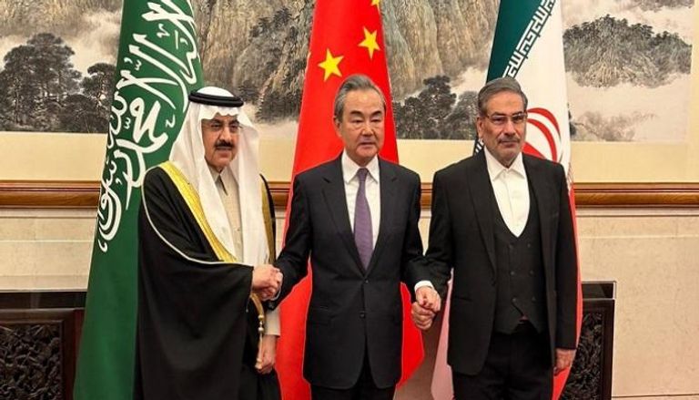 جانب من مراسم توقيع الاتفاق بين السعودية وإيران في بكين