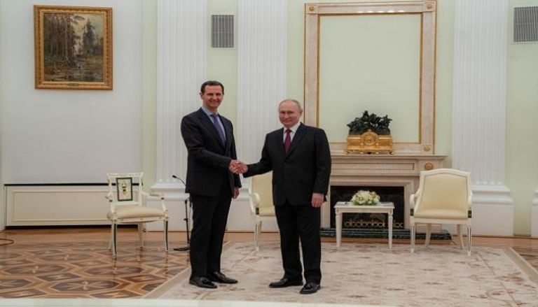 جانب من لقاء الرئيس السوري بشار الأسد نظيره الروسي فلاديمير بوتين
