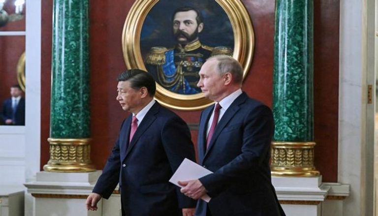 جانب من لقاء الرئيس الصيني شي جين بينغ ونظيره الروسي فلاديمير بوتين في الكرملين