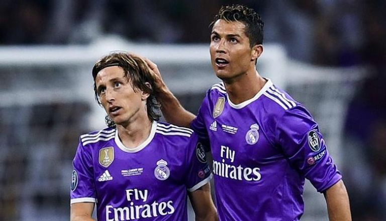 كريستيانو رونالدو ومودريتش لوكا مودريتش لاعب وسط ريال مدريد
