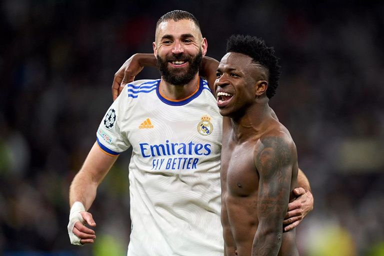 كريم بنزيما وفينيسيوس جونيور نجما ريال مدريد إيرلينج هالاند مهاجم مانشستر سيتي