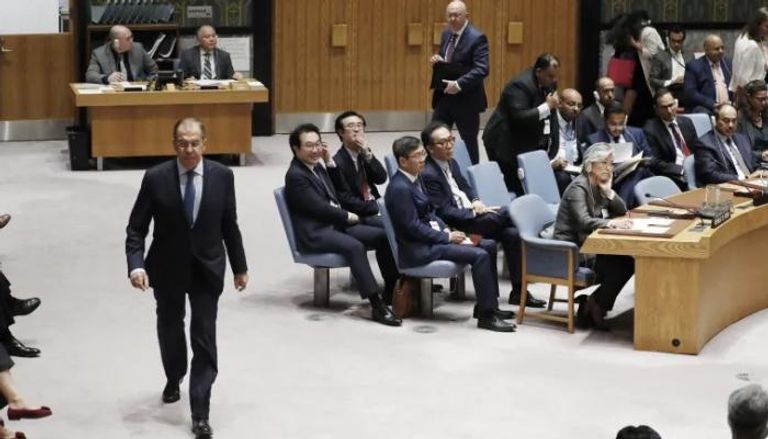لافروف يغادر قاعة مجلس الأمن- أرشيفية
