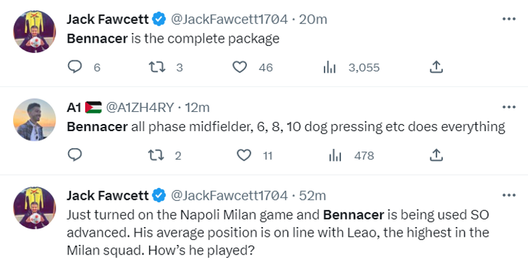 إسماعيل بن ناصر لاعب وسط ميلان ضد نابولي