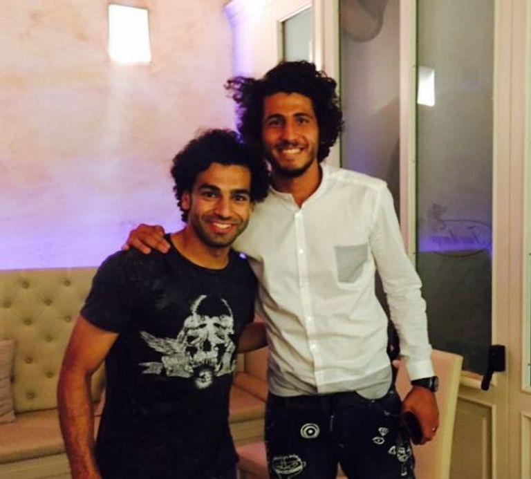 محمد صلاح مع حجازي محمد صلاح في روما الإيطالي