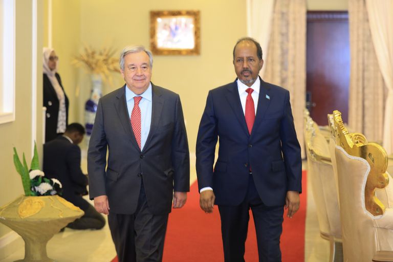  حسن شيخ محمود وأنطونيو غوتيريش