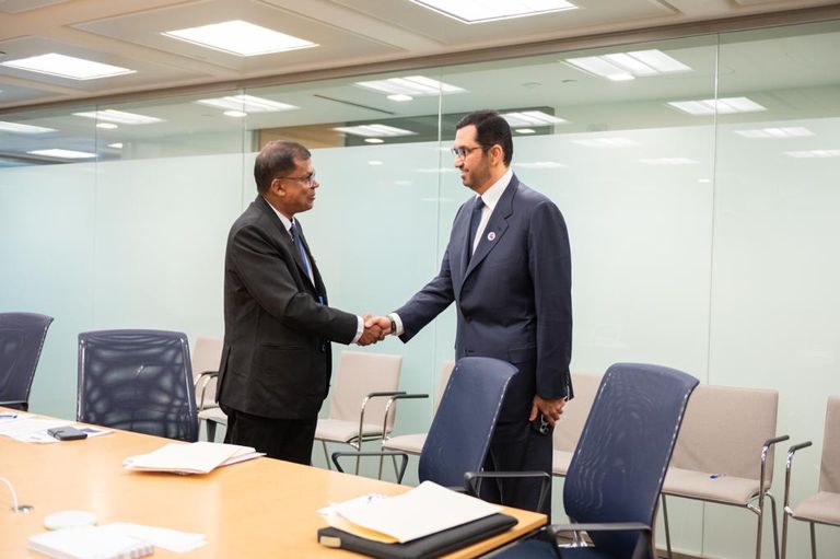 لقاء الدكتور سلطان الجابر الرئيس المعيّن لمؤتمر الأطراف COP28 وبينمان براساد نائب رئيس الوزراء في دولة فيجي مشاركة سلطان الجابر في اجتماع الربيع لصندوق النقد الدولي