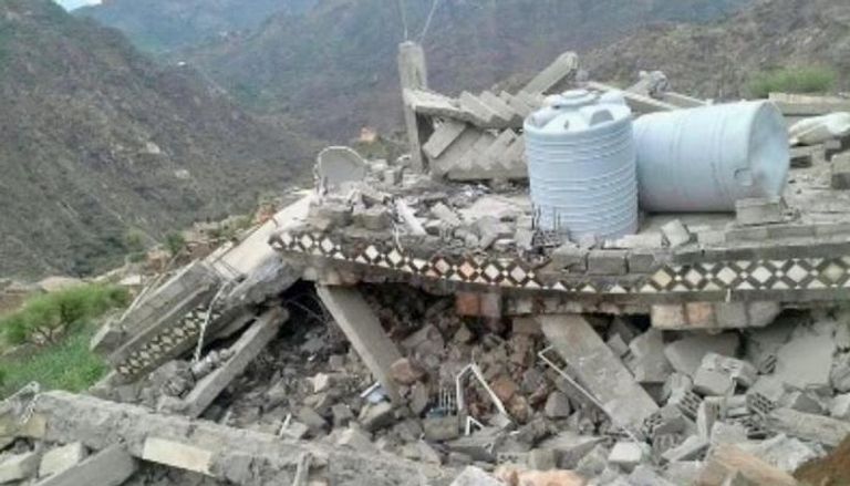أطلال منزل دمرته مليشيات الحوثي في اليمن - أرشيفية