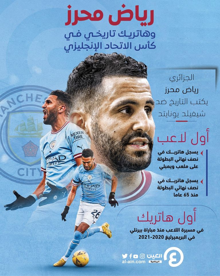 رياض محرز من من مباراة مانشستر سيتي وشيفيلد