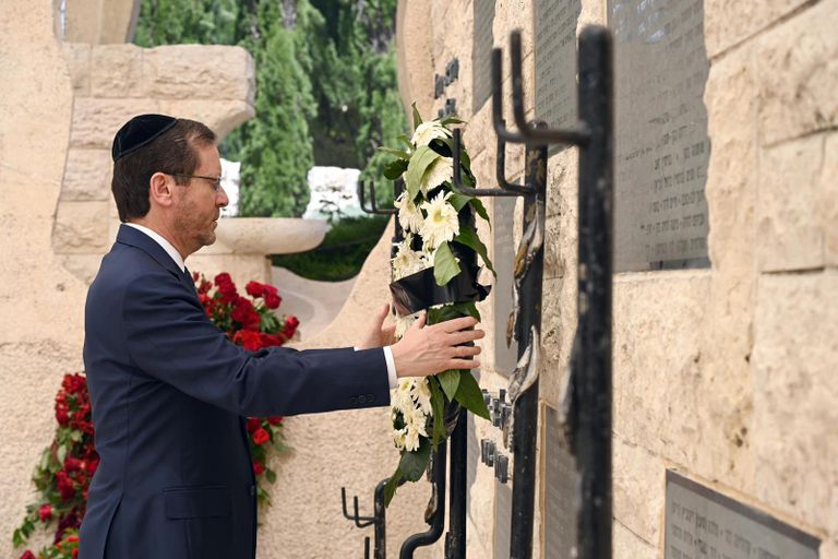 جانب من مراسم إحياء ذكرى الجنود الإسرائيليين بحضور نتنياهو