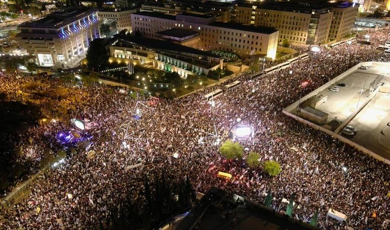 جانب من الاحتجاجات الإسرائيلية الليلة