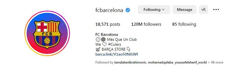 حساب برشلونة الرسمي في إنستغرام كريستيانو رونالدو وليونيل ميسي