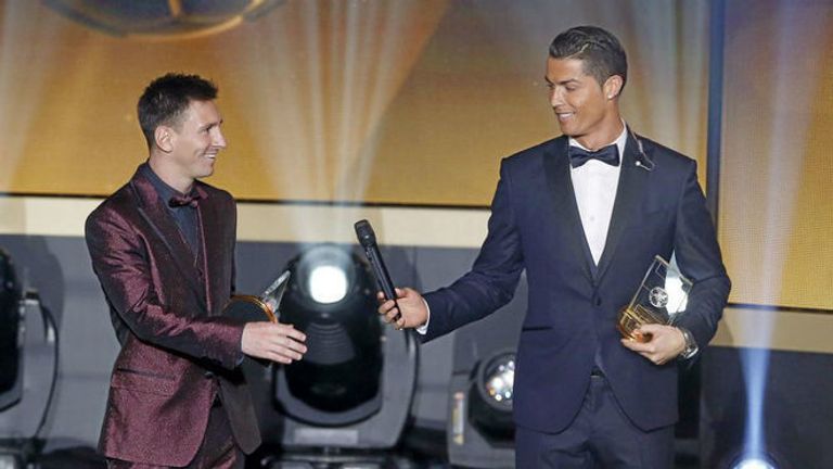 ميسي ورونالدو والكرة الذهبية ليونيل ميسي وكريستيانو رونالدو