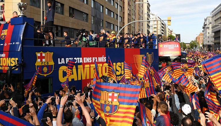 احتفالات برشلونة الإسباني فريق برشلونة