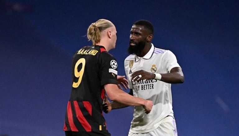 إيرلينغ هالاند وأنطونيو روديغر كارلو أنشيلوتي مدرب ريال مدريد