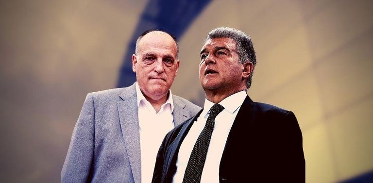 لابورتا رئيس برشلونة وتيباس رئيس الليغا خوان لابورتا رئيس برشلونة وليونيل ميسي