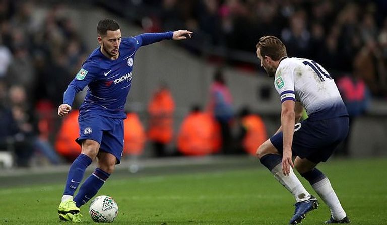 هاري كين وإدين هازارد هاري كين مهاجم توتنهام هوتسبير