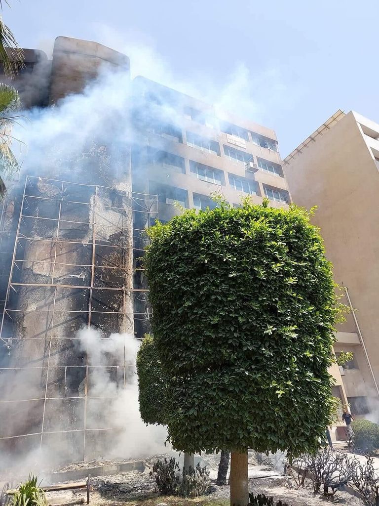 الحريق لحظة نشوبه في المبنى