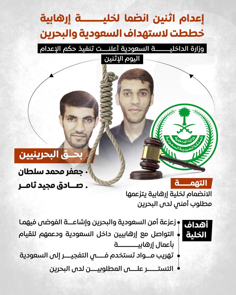 إعدام إرهابيين خططا لاستهداف السعودية والبحرين