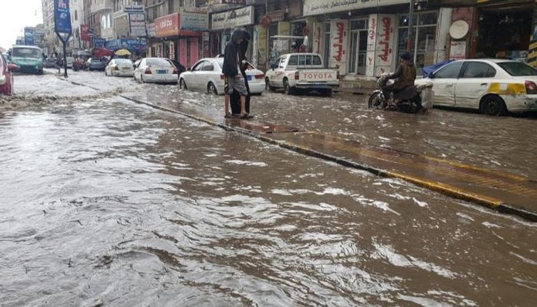 شوارع اليمن بعد هطول أمطار غزيرة