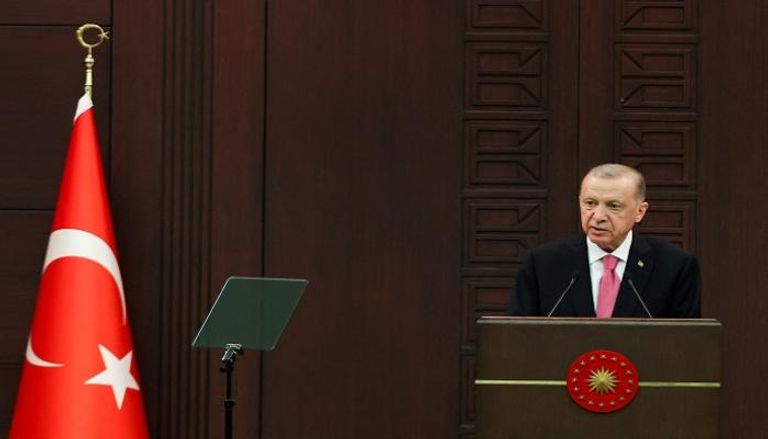 الرئيس التركي رجب طيب أردوغان خلال إعلان تشكيل حكومته الجديدة 