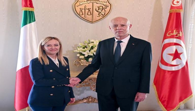 الرئيس التونسي قيس سعيد مع جورجيا ميلوني