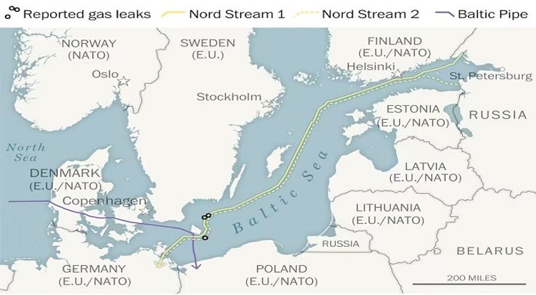 موقع انفجار خط أنابيب نورد ستريم