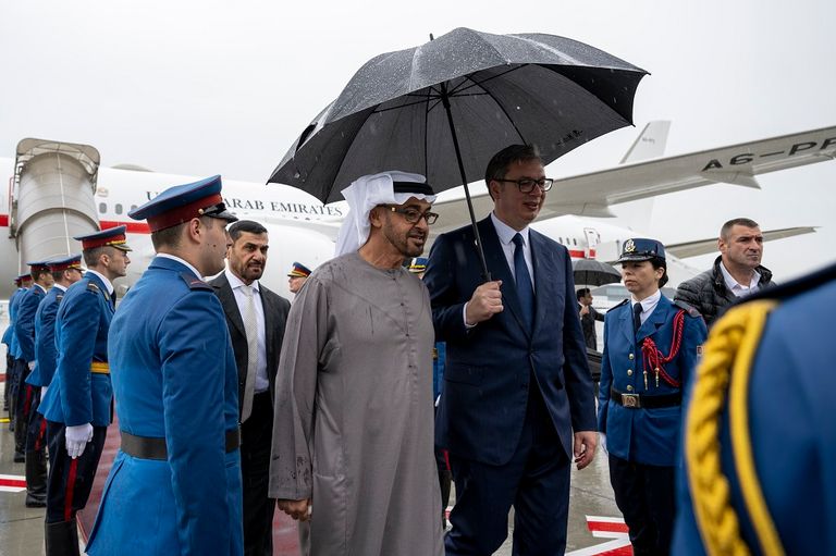 جانب من استقبال الشيخ محمد بن زايد آل نهيان