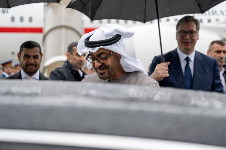 جانب من استقبال الشيخ محمد بن زايد آل نهيان