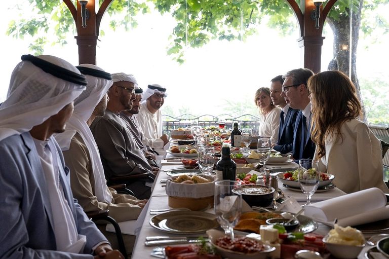 جانب من استقبال الشيخ محمد بن زايد آل نهيان