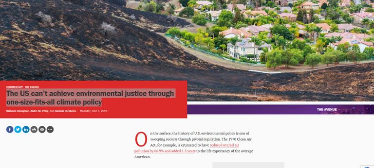 غياب العدالة البيئية في أمريكا من خلال سياسة مناخية واحدة تناسب الجميع