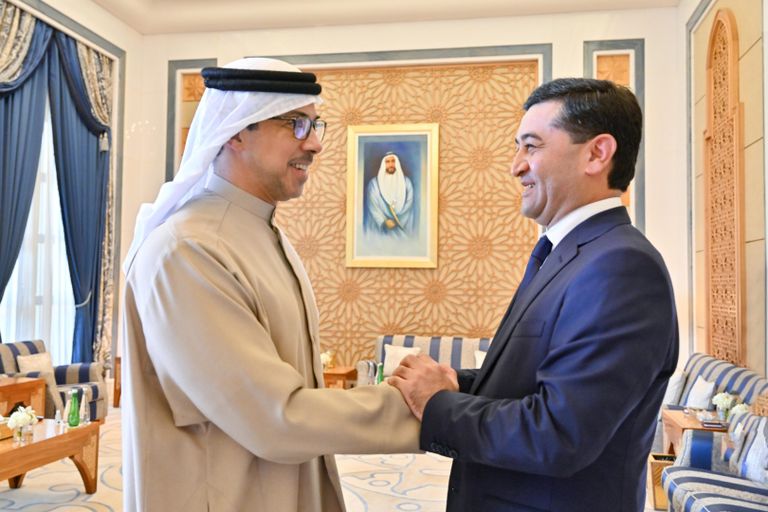 جانب من لقاء الشيخ منصور بن زايد آل نهيان وبختيار سعيدوف