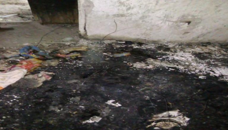 منزل أحرقته مليشيات الحوثي