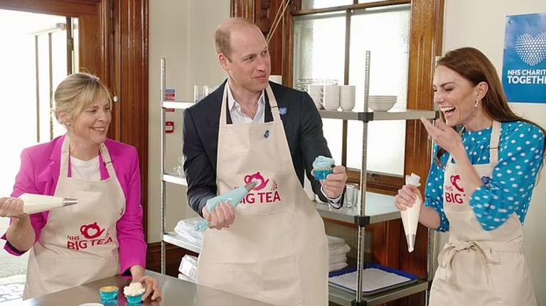 ويليام وكيت أثناء تحضير الكيكة