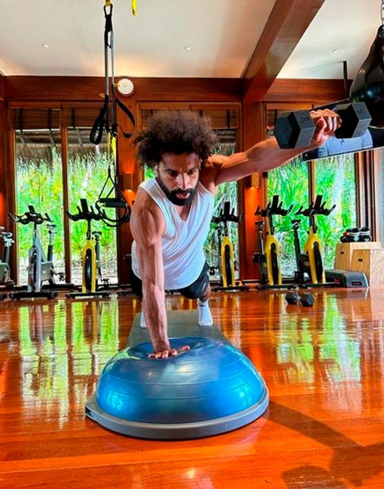 صلاح يتدرب في الجيم