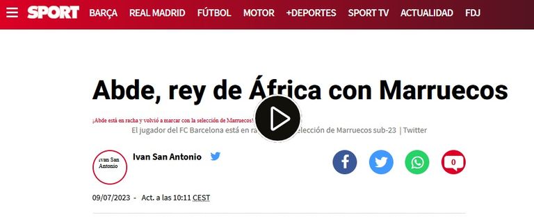 سبورت عبدالصمد الزلزولي لاعب منتخب المغرب