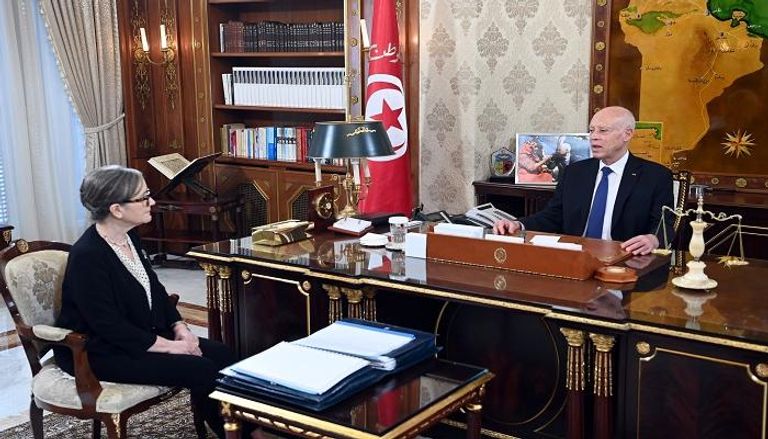 جانب من لقاء الرئيس التونسي قيس سعيد ورئيس الحكومة نجلاء بودن
