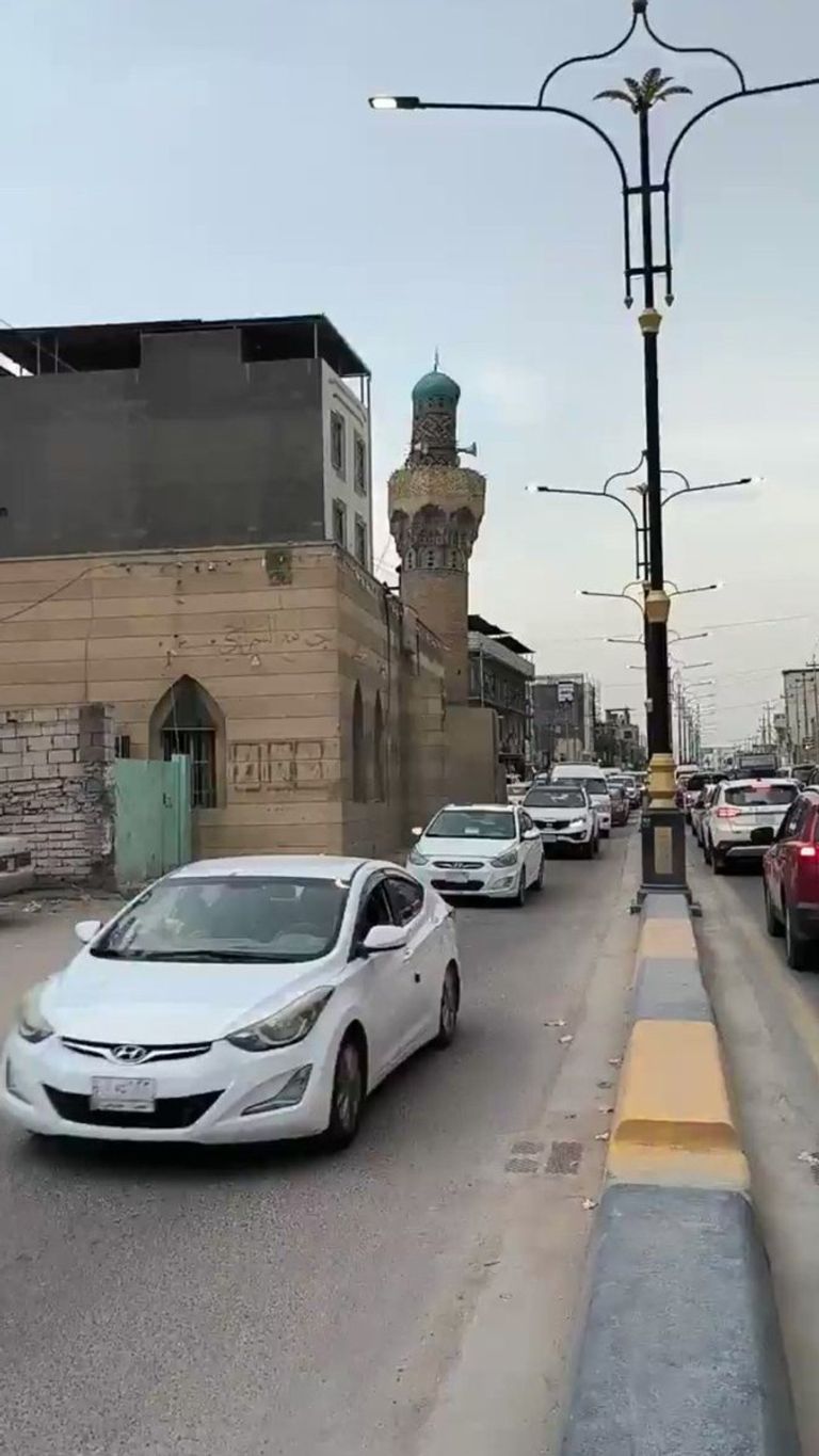 مئذنة مسجد السراجي قبل وبعد الهدم