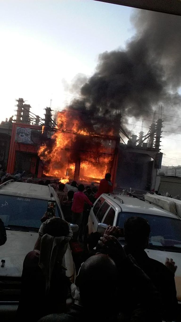 حريق في مدينة "لبعوس" اليمنية