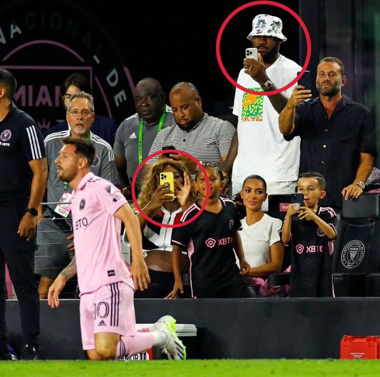 حضور ليبرون جيمس وكيم كارداشيان ليونيل ميسي قائد فريق إنتر ميامي الأمريكي