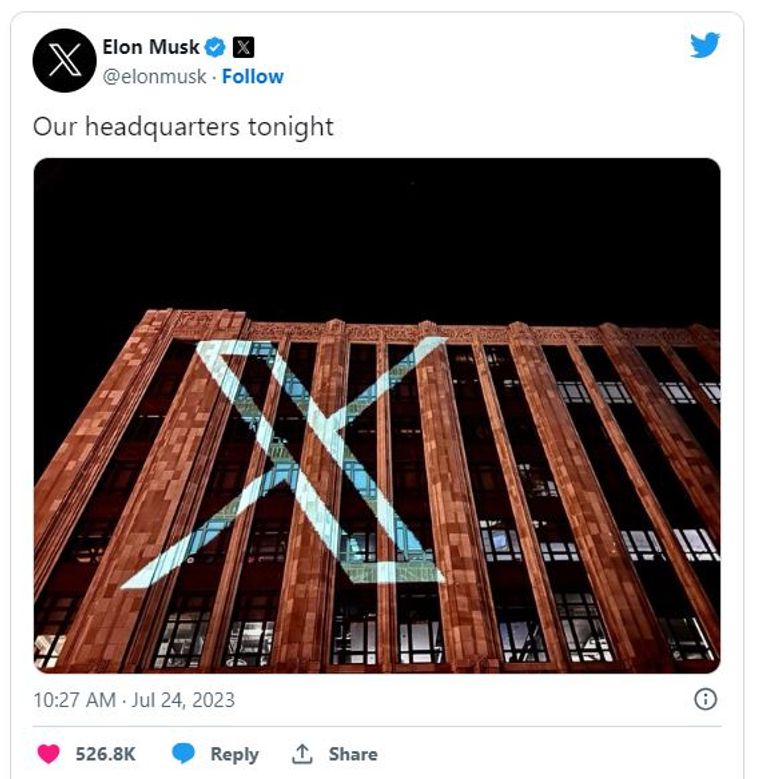 الملياردير الأمريكي إيلون ماسك وتغيير شعار تويتر إلى X